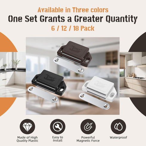 12 Pack Closet 30LB) Cabinet Magnetic Door Catch Jiayi Plastic Cabinets Door Magnets for Small Furniture Closure