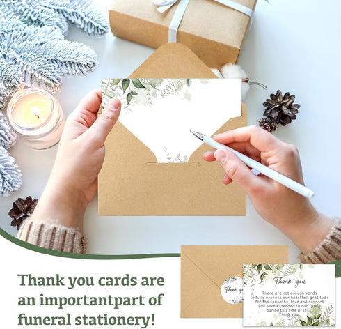 50 Set Funeral Thank You Cards with Envelopes and Matching Seal Stickers,Thank You Sympathy Cards