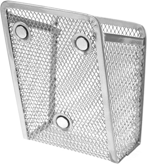 Magnetic Pencil Holder, Mesh Stainless Steel Pen Basket for Writing Utensil Storage in Home, Office, Kitchen, Locker