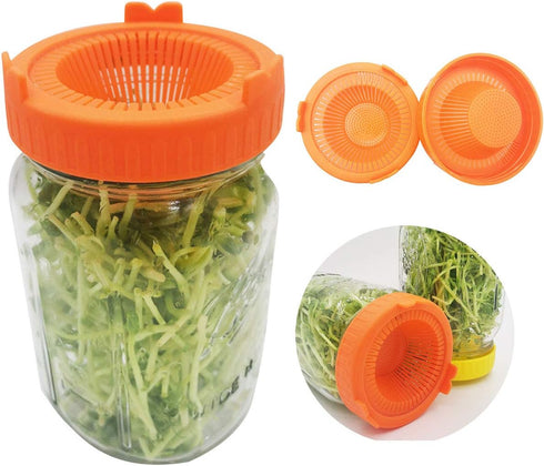4Pcs GLOGLOW Nan Sprouting Lids, Plastic, Easy Drainage, Fits Jars, Ideal for Growing Broccoli Alfalfa Mung Lentil