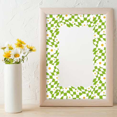 Whaline 131.2ft Retro Groovy Bulletin Board Borders, Green Blue Pink Purple Checkered Flower Trim for School Decor