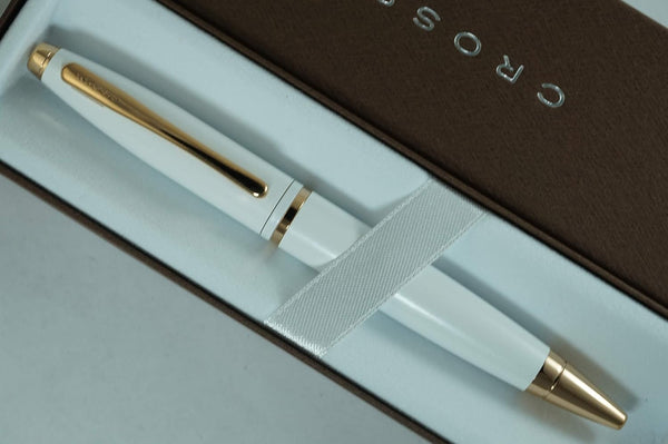 CROSS White Medalist Ballpoint Pen with 23KT Rose Gold