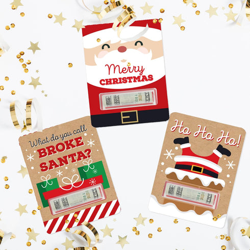 Set 6 Big Dot of Happiness Jolly Santa Claus - DIY Assorted Christmas Party Cash Holder Gift - Funny Money Cards