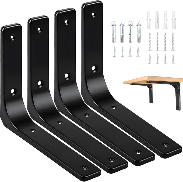 10" x 8" Metal Shelf Brackets, Heavy Duty L Hanging Angle Brackets,