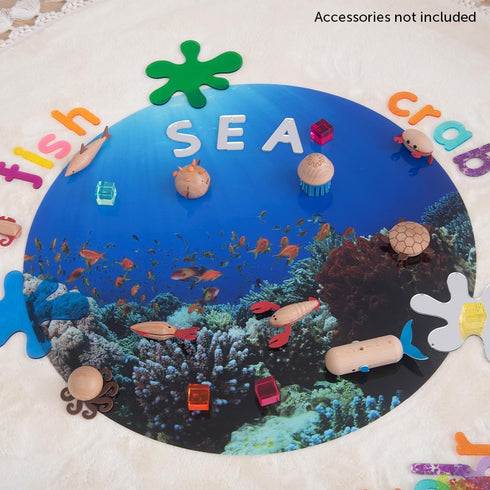 TickiT Under the Sea Discovery Play Mat - Semi-Translucent, Underwater Landscape - For All Ages - Light Table Accessory