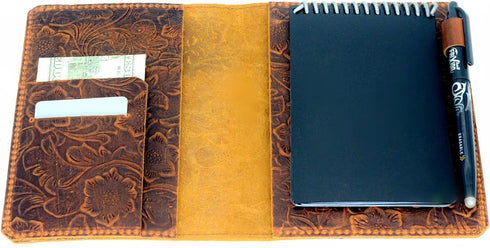 JJNUSA Leather Cover Compatible with Rocketbook Flip - Executive 6" x 8.8" and Steno Notes 6" x 9" Spiral Notebooks