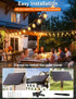 100FT 36+2 ST38 Bulbs, Dimmable 3 Brightever Solar String Lights Outdoor Waterproof with Remote, Shatterproof LED Patio