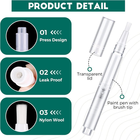 Touch Up Paint Pens 2 in 1 Pack, Refillable Brush Pen & Empty Oil Pen for Touch Up Wall Cabinets Furniture Wood (3 ml,