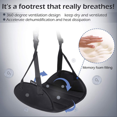 Upgraded Airplane Foot Rest (Premium Memory Foam) - Thickened Super-Size Foot Hammock for Long Flight Travel Essentials