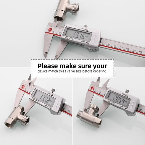 3-way 3/8" and 1/2" Adapter Tee Connector, Stainless Steel 3/8" Water Line T Fitting, Brushed Nickel, 1 PCS.