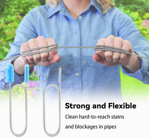 Flexible Drain Brush, 66 Inch Long Double Ended Hose Pipe Cleaning Brush with 58 Inch Tube Brush