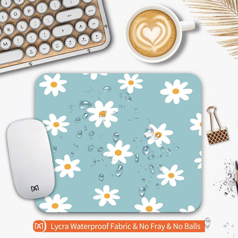 Personalized Premium-Textured Custom Mouse Mat Design - Square Mouse Pad Little Daisy, Washable Lycra Cloth, Non-Slip