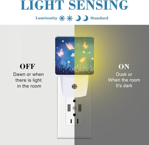 Uiaoiais Night Light Plug into Wall Glowing Butterflies Flying in Garden with Dusk to Dawn Sensor for Kid Girls Boys