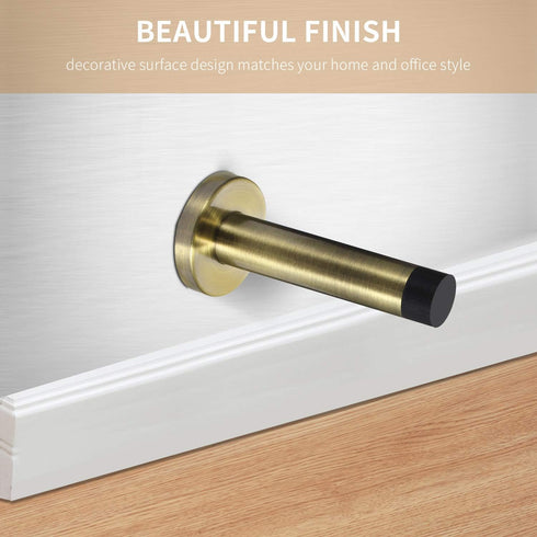 Decorative Door Stoppers, 3.5 Inch 304 Stainless Steel Heavy Duty Door Stops with Rubber Tip Bumper, 2 Pack Antique
