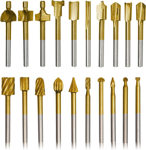 10Pcs HSS Router Carbide Engraving Bits & 10Pcs Router Bit with 1/8"(3mm) Shank for DIY Woodworking, Carving, Engraving