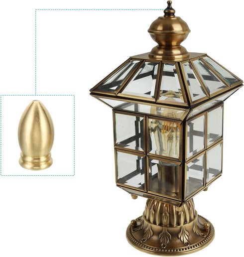 1.3" 2 Set 1/4-27 PATIKIL Tall Brass Lamp Finials Cap Knob, Threaded Lamp Screw Holder Tapped for Table and Floor Lamp