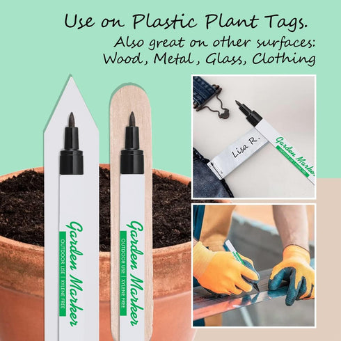 LINE42 0.8 mm Garden Markers for Outdoor Use, Medium Point, Black - Fade Resistant Ink, Waterproof, Xylene Free, No