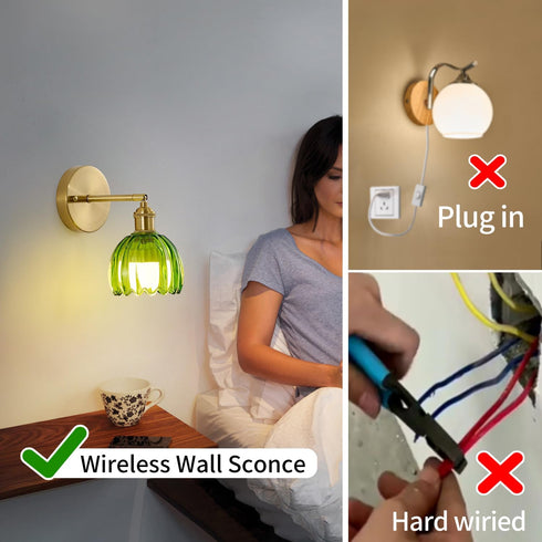Ruibutrade 180 Vintage Battery Operated Wall Sconces with Remote, Degree Adjustable, Modern Battery Powered Wall