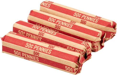 Penny Coin Wrappers - 100 Flat Striped Coin Wrappers