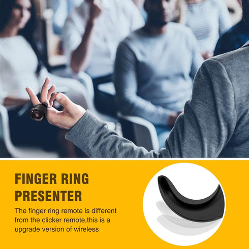DINOSTRIKE 2.4GHz Presentation Clicker USB Rechargeable Powerpoint Clicker, Finger Ring RF Wireless Presenter Remote
