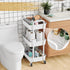 WBKATN 3 Tier Rolling Cart with Wheels, White Plastic Three Tiered Roller Shelf Cart on Lockable Wheels, Small Utility