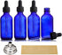 AOZITA 4 Pack 2 oz Dropper Bottles with 1 Funnel & 4 Labels - Thick Dark Blue Glass Tincture Bottles with Eye Droppers