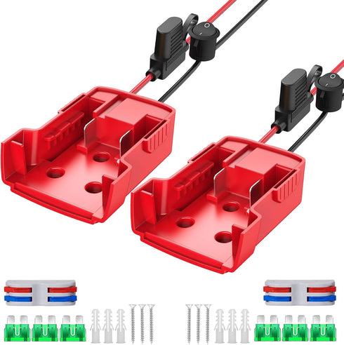2 Packs Power Wheels Adapter for Milwaukee M18 Battery, Converter Kit with Fuse & Switch & Wire Terminals & 12 AWG Wire