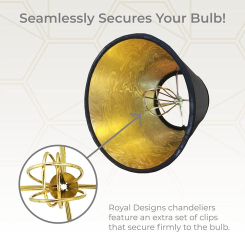 CS-115BLK/GL 3 4.25 4.25 Royal Designs, Inc. Empire Black Parchment Chandelier Shade with Gold Lining, x x