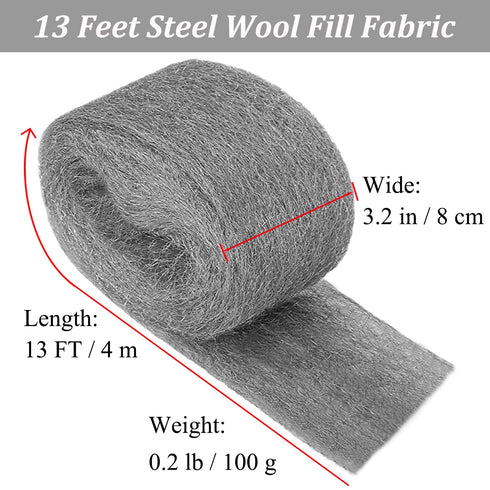 2Pack Steel Wool Pads for Mice Control, Coarse Wire Mesh Roll Hole Filler