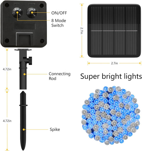 Flechllary 39Ft 100 8 Solar String Lights for Outside, LED Solar String Lights Outdoor with ModesSolar Lights