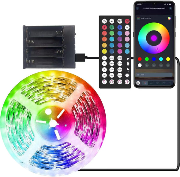 Baeyateda Battery Operated LED Strip Lights 26ft RGB Color Changing, Music Sync, Remote