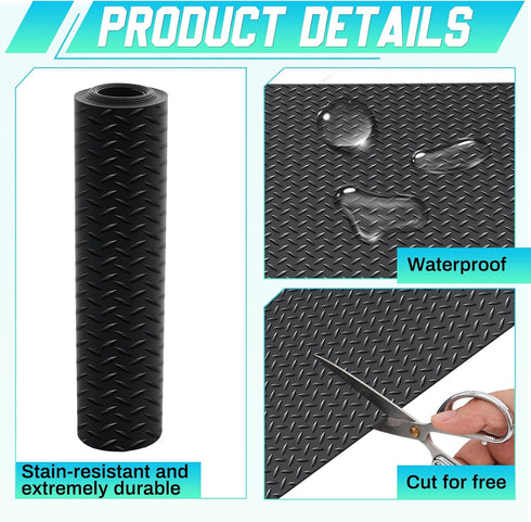 12 10 Breling in x ft Rubber Diamond Plate Rolls Mats, Heavy Duty Flooring Rug for Trailers Garage, PVC Water/Stain