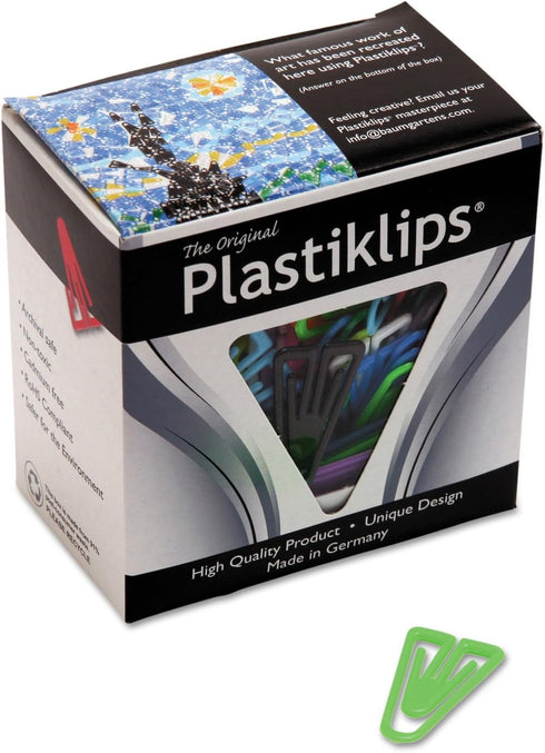 Baumgartens LP0600 Large Plastiklips Paper Clips - Assorted Colors, 200/Box