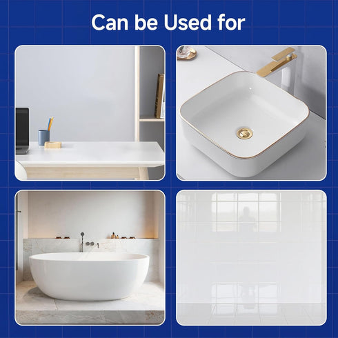 35oz White,50-60sq.ft Tub and Tile Refinishing Kit with Tools, White Tile Paint Water Based & Low Odor, DIY Bathtub