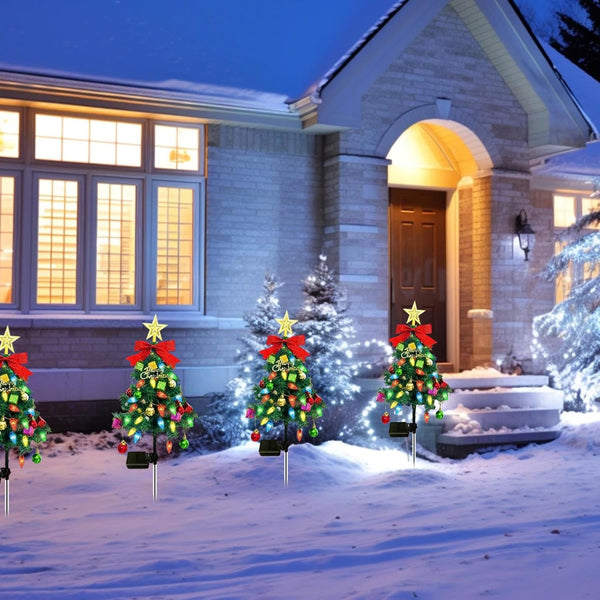 Generic Solar LED Four-Color Christmas Tree Ground Light Outdoor Christmas Decoration Courtyard Lawns