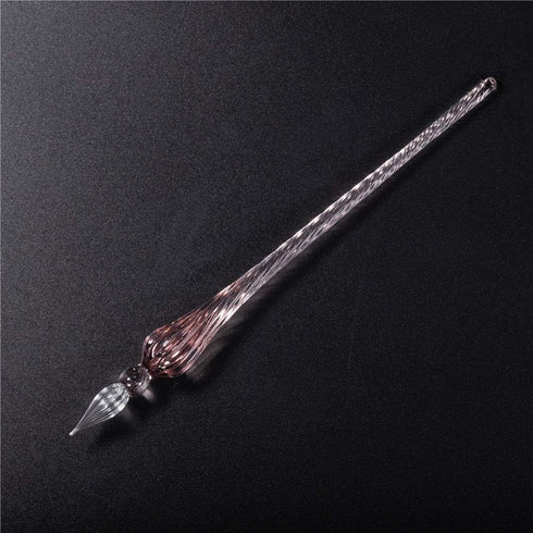 molshine Handmade Crystal Glass Dip Pen - Light Purple Calligraphy Pen for Writing, Drawing, Gifts