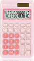 Deli Standard Function Basic Calculator, 12 Digit Desktop Calculator, Pink, Large LCD Display, Solar Battery Dual Power