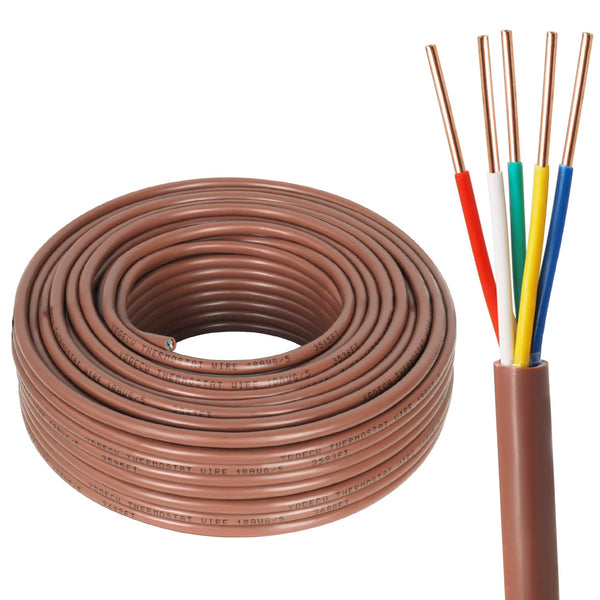 Thermostat Wire - 18/5 25FT Solid Copper 18 Gauge 5 Conductor Power