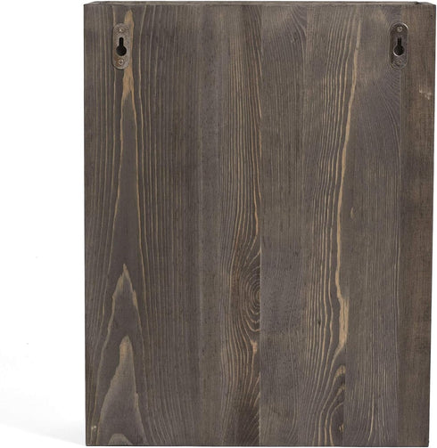 Vintage Rustic Wooden 5 Slot Wall Mounted Document Filing Organizer, Distressed Torched Wood Magazine Rack, Mail Holder