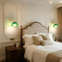 5000mAh Dimmable Vintage Battery Operated Wall Sconces, Rechargeable Wall Light, Wireless Green Flower Glass Lampshad