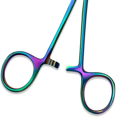 5 inches Bandage, Castroviejo, & Iris Scissors, & Kelly, & Mosquito Forceps Rainbow - Stainless Steel, DIY Crafting