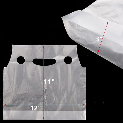 200 Pack Packaging 12" 11" 2 DEAYOU Handle Drinking Poly Bags, Clear Plastic Bags for Delivery, L x H Hanging Hole Cup