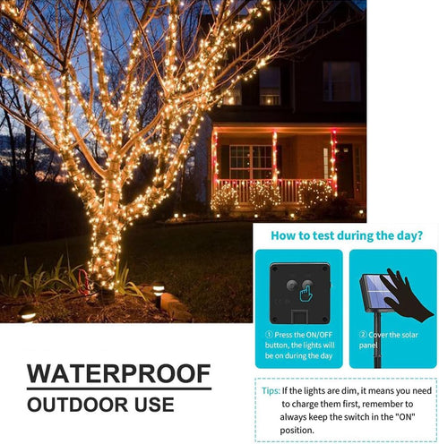 2 Pack 200 80ft Solhice Solar String Lights for Outside, LED Total Solar Powered String Lighting Outdoor Waterproof