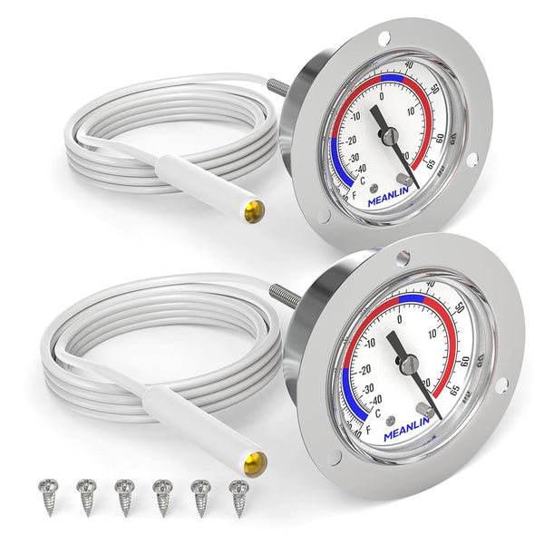 MEANLIN MEASURE 2Pcs Vapor Capillary Thermometer, 2" Dial, Stainless Steel Front Flange Mount, Temperature Range