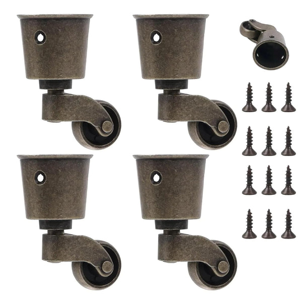 4PCS Cups Swivel Wheel Caster 2.6 x 1.5 Inch Vintage Swivel Round