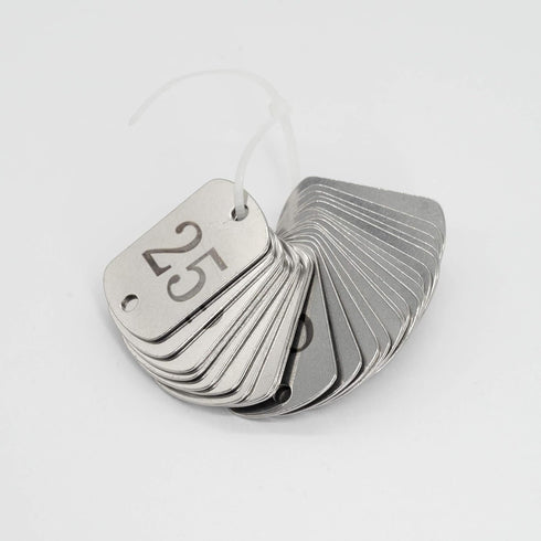 StayMax Stainless Steel Numbered Key Tags with Two Holes (26-50)