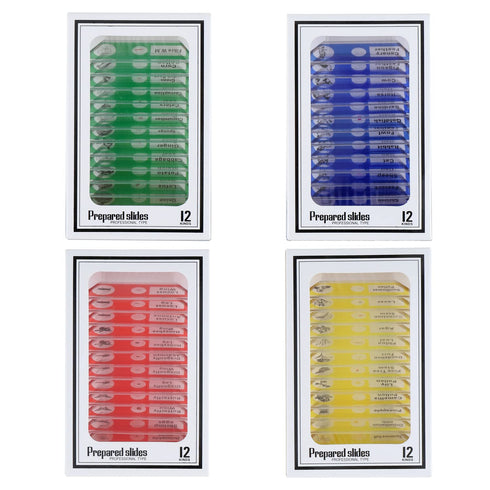 48 PCS Prepared Microscope Slides Set, Insects Animals Flowers Plants for Student Education