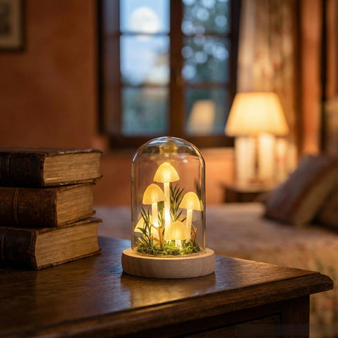 QUELIEN Mushroom Lamp,Mothers Day Mom Gifts for Mom,Light Up Mushroom in Glass Dome,Birthday Party Decorations,Ideal