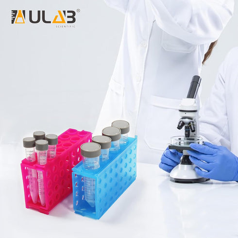 ULAB Plastic Multipurpose 3-Way Centrifuge Tube Rack Set, 2 Colors Red Blue, PP Material