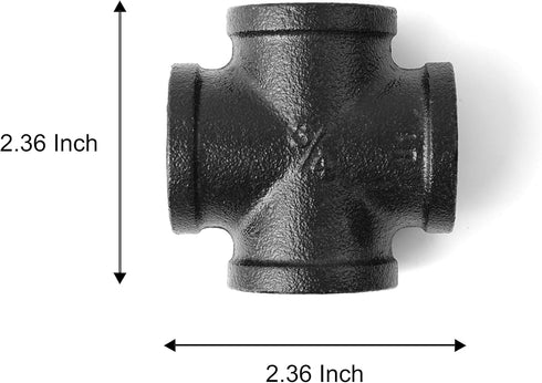 3/4" 4-Way 4-Pack 4 Decoration(4, 3/4") Black Cross Fitting Connector, Home TZH Cast Malleable Iron Way Corner Pipe